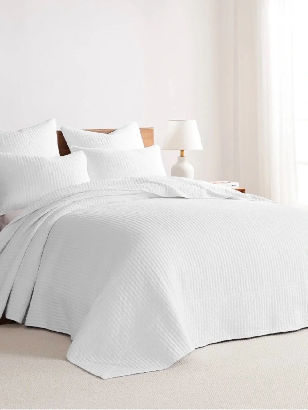 Levtex Home Cross Stitch White Bedspread Set King 3 Pc ( 1 Comforter & 2 Shams )